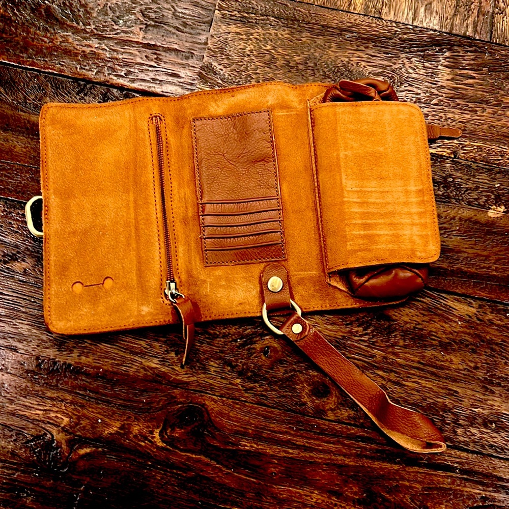 Handmade artisan soft genuine leather handmade roll up pencil pen case holder